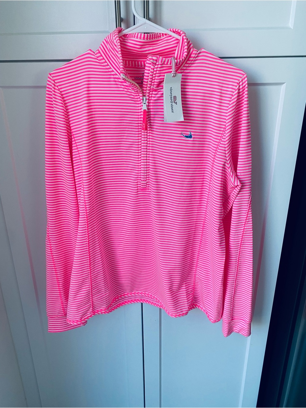 Vineyard vines womens pink white striped pullover jacket new with tag